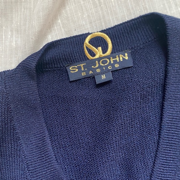St. John Deep Blue Cardigan with Gold Buttons - Picture 2 of 8